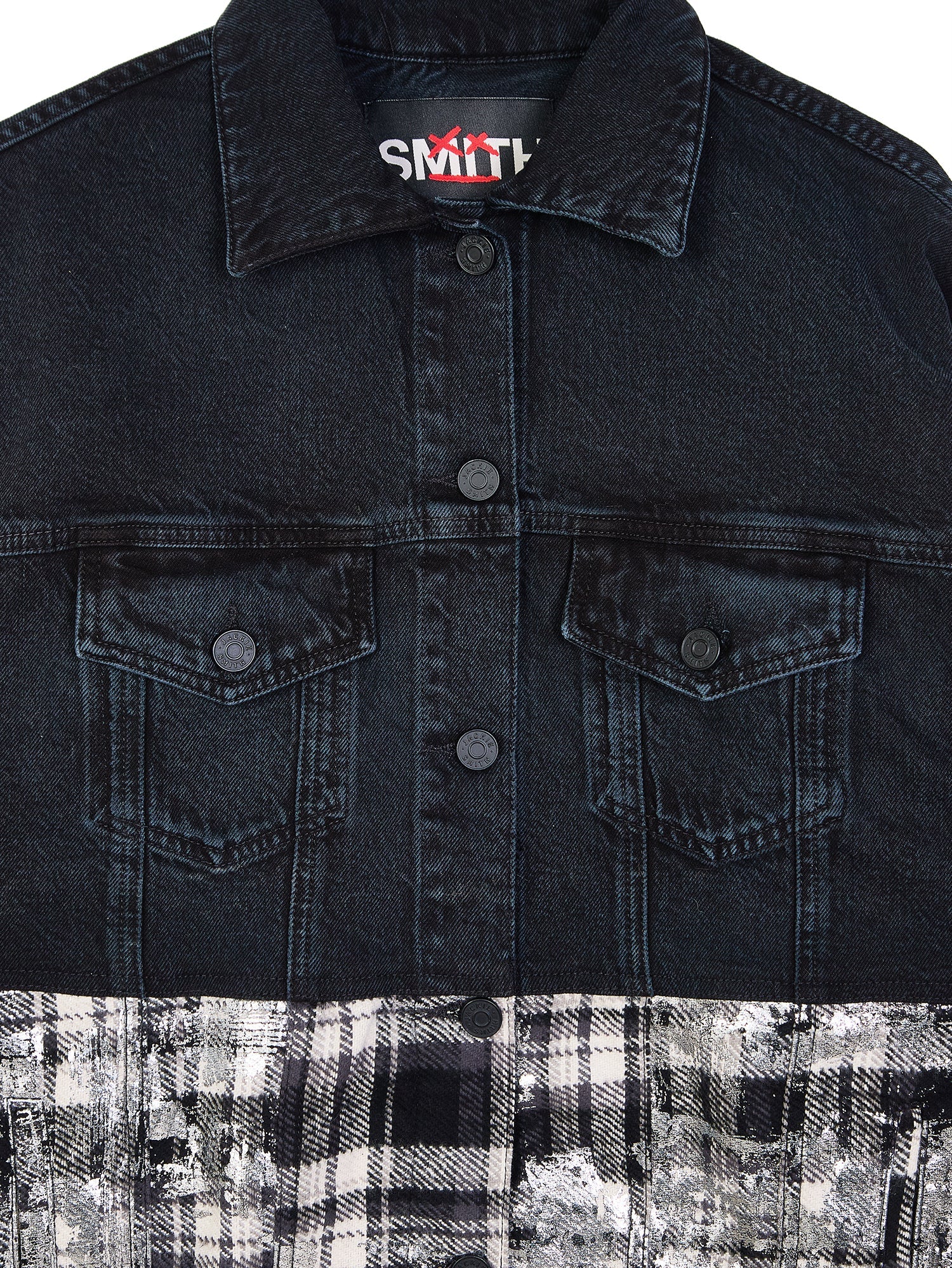 Japanese Foiled Plaid Oversized Denim Jacket