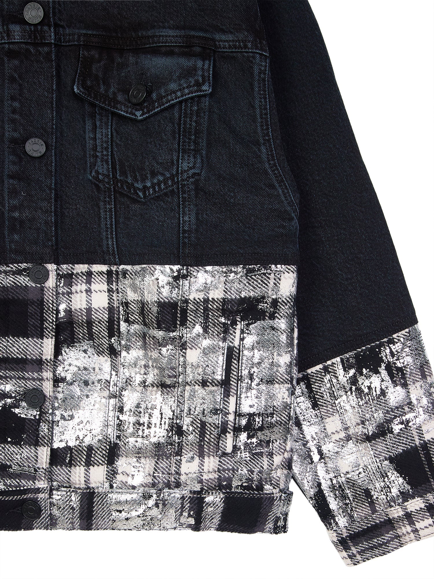 Japanese Foiled Plaid Oversized Denim Jacket