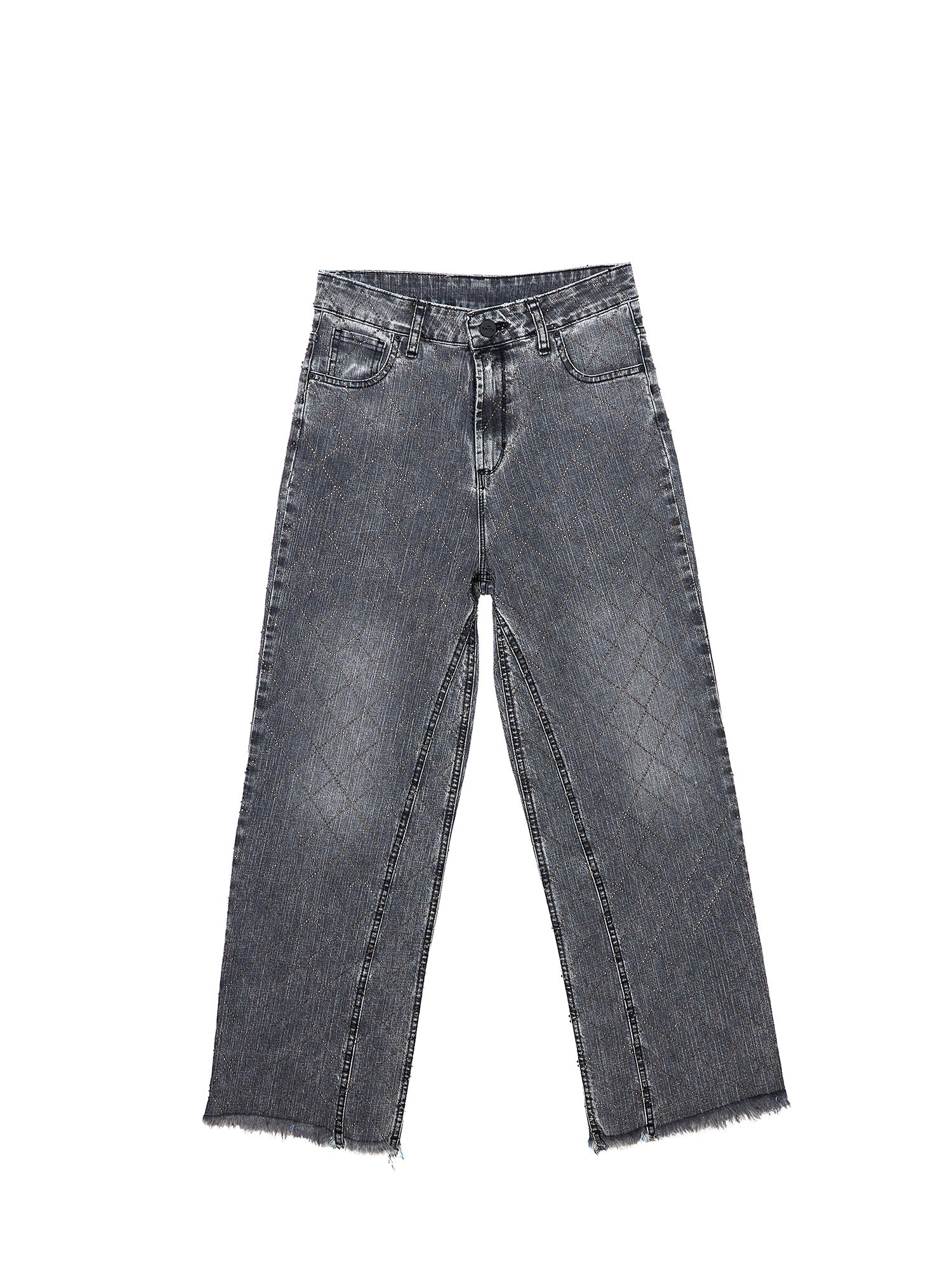 Rhinestone Hotfix Wide-Leg Jeans