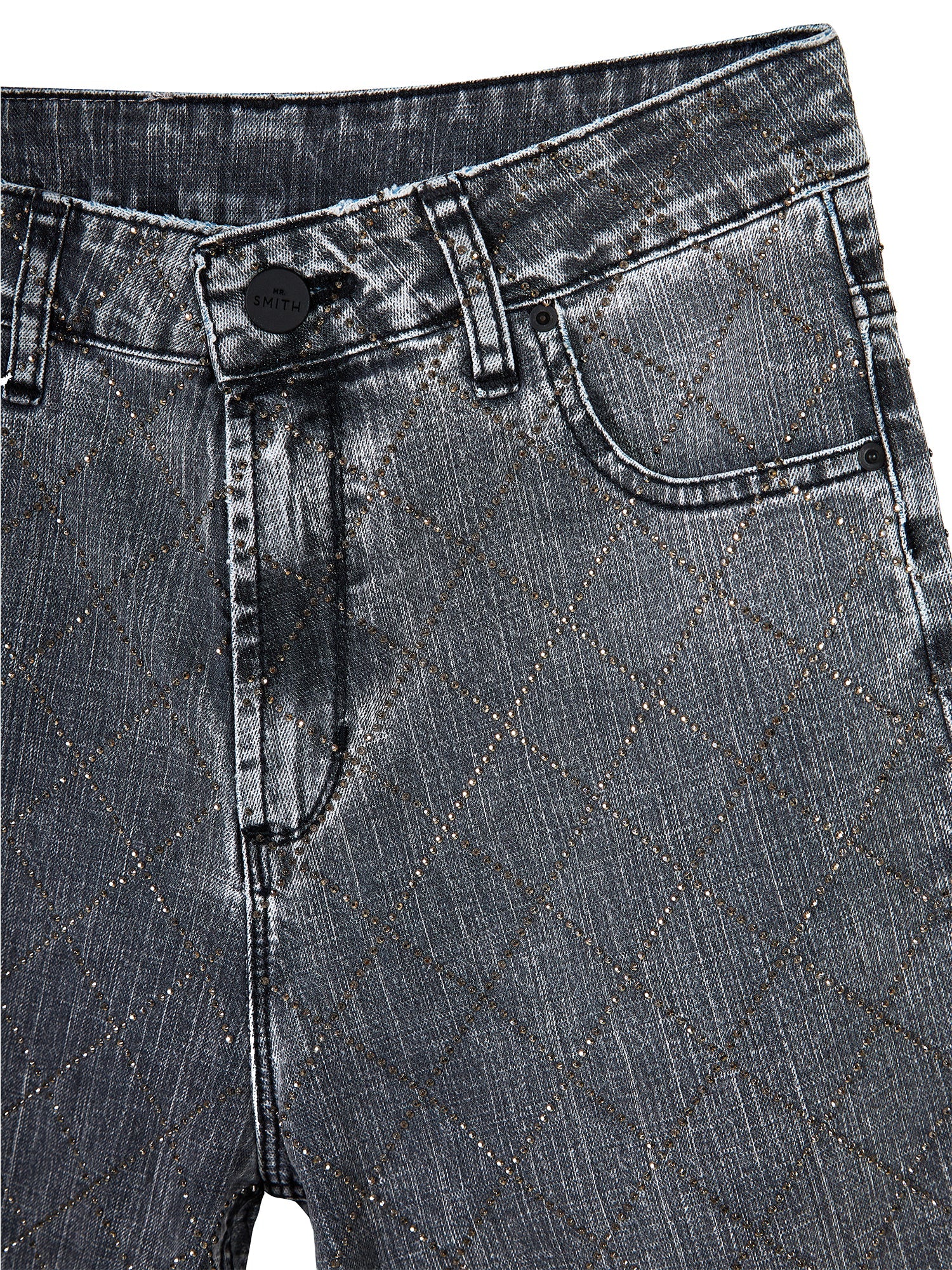 Rhinestone Hotfix Wide-Leg Jeans