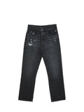 Distressed high-rise straight leg jeans